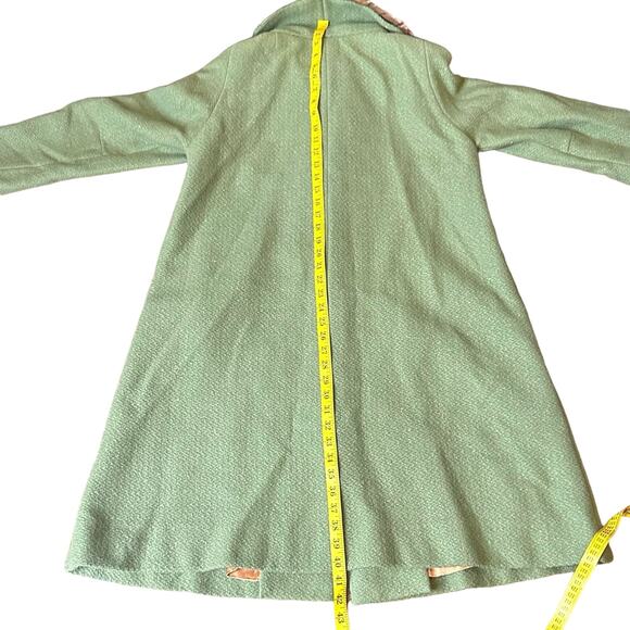 Rare Vintage 1950s - 60s  Bettyjean Green Swing Coat Real Fur Collar SZ. 8 MCM - Picture 7 of 16